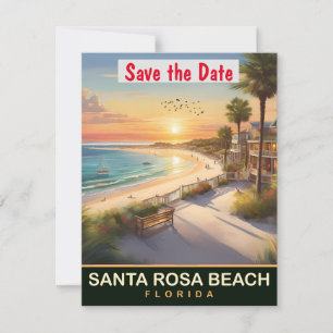 Santa Rosa Beach Florida Strand Bröllopsinbjudan Spara Datumet