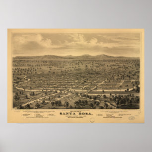 Santa Rosa California 1876 Panoramic Karta Poster
