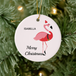 Santa Rosa Flamingo Helgdag Animal God jul Julgransprydnad Keramik