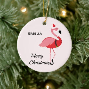 Santa Rosa Flamingo Helgdag Animal God jul Julgransprydnad Keramik