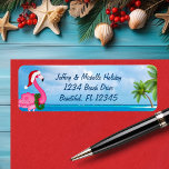 Santa Rosa Flamingo jul Beach Adress Returadress Etikett<br><div class="desc">Tropisk jultid Rosa Flamingo Helgdag vid tomten Hat Beach med Adressetiketterna Handflatan Träd</div>