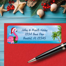 Santa Rosa Flamingo jul Beach Adress Returadress Etikett
