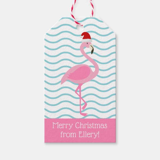 Santa Rosa Flamingo Juletiketter Presentetikett (Framsidan)