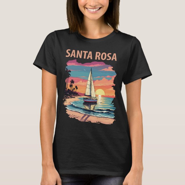 Santa Rosa Island Beach Solnedgång Resa T Shirt (Framsida)