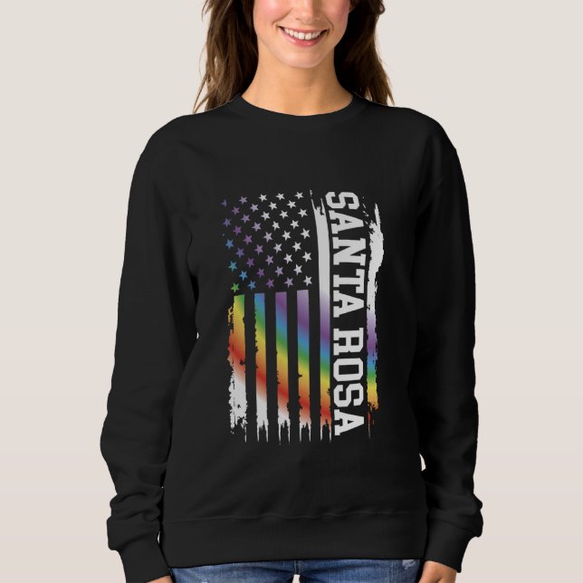Santa Rosa United Stater Distress Rainbow w US F T Shirt (Framsida)