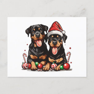 Santa Rottweiler Hund Santa Helg Vykort