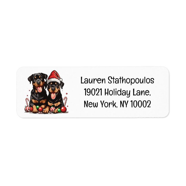 Santa Rottweiler Hund Santa Returadress Etikett (Framsidan)