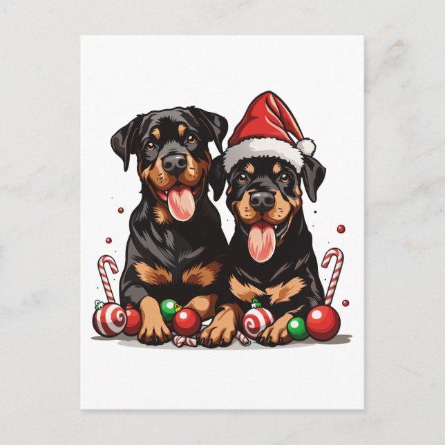 Santa Rottweiler Hund Santa Vykort (Framsida)