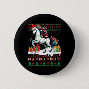 Santa Rottweiler Riding Unicorn-julsötare Knapp