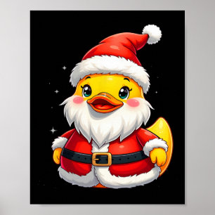 Santa Rubber Anka Cute jul-Helgdag Poster