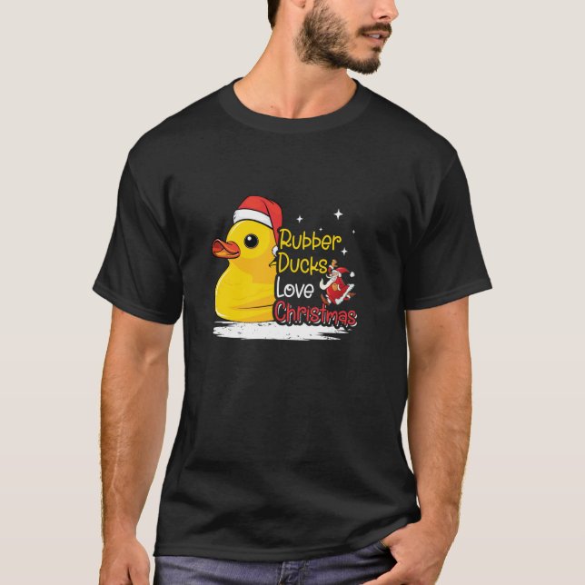 Santa Rubber Ducky Julafton Duckie Funny Rubber An T Shirt (Framsida)