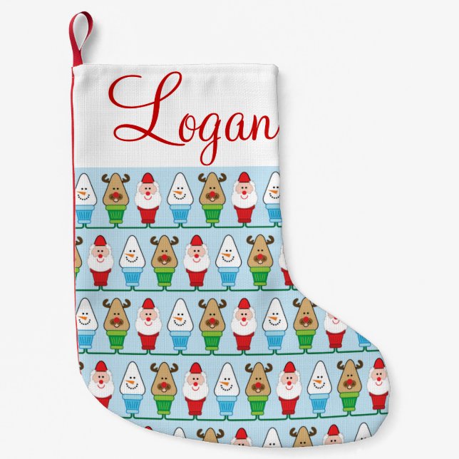 Santa, Rudolf och snögubbejul Liten Julstrumpa (Framsidan)