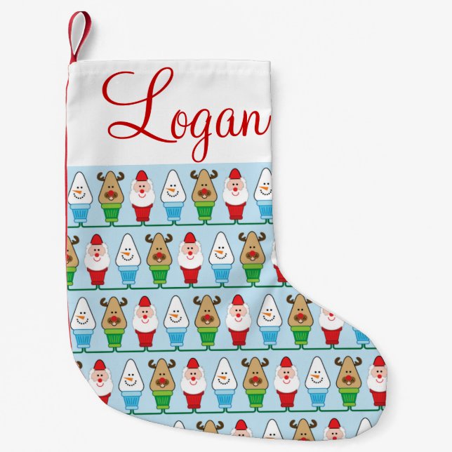 Santa, Rudolf och snögubbejul Liten Julstrumpa (Framsidan)