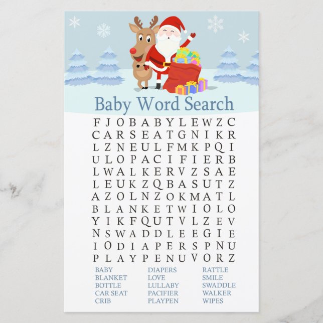 Santa, Rudolph Bebis Shower Ord Sökande Spel (Framsida)