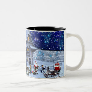 Santa Rudolph Elf med Sled Två-Tonad Mugg