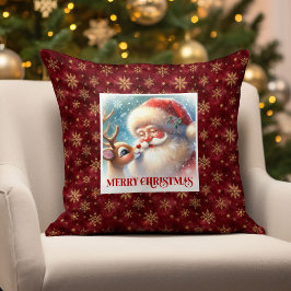Santa Rudolph Joyful Xmas Pillow Classic Christmas Kudde