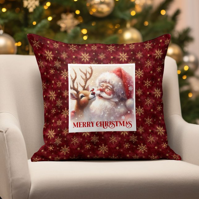 Santa Rudolph julkudde Söt klassisk design Kudde (Santa Rudolph Christmas Pillow Cute Classic Design)