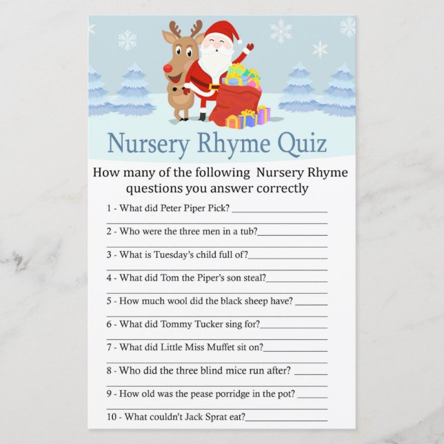 Santa, Rudolph Nursery Rhyme Quiz barnkalaslek (Framsida)
