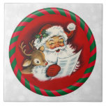 Santa & Rudy Vintage Tile Kakelplatta<br><div class="desc">Tomt och rött vintage</div>