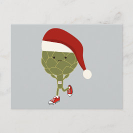 Santa Running Artichoke Helg Vykort