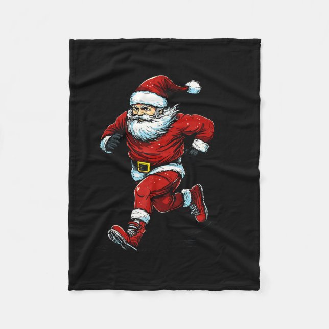 Santa Running Cross Country Xc Runner Christmas Xm Fleecefilt (Framsidan)