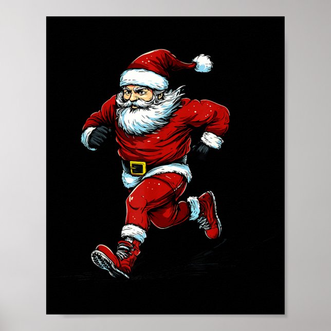 Santa Running Cross Country Xc Runner Christmas Xm Poster (Framsidan)