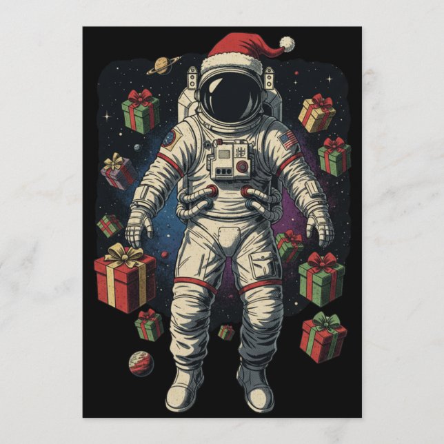 Santa Rymdastronaut Jul  Inbjudningar (Framsida)