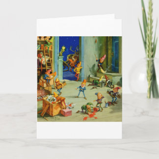 Santa 's-älvor som är funktionsdugliga i hans helgkort