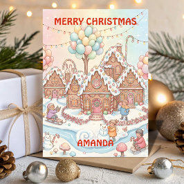 Santa’s Candy Village Kids Christmas Card Helgkort