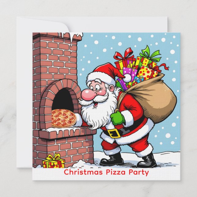Santa’s Chimney Pizza Oven Christmas Gathering Inbjudningar (Framsida)