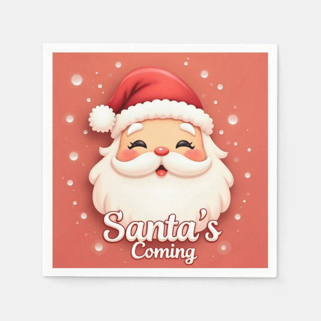 Santa’s Coming Christmas Paper Napkin Pappersservett (Framsidan)