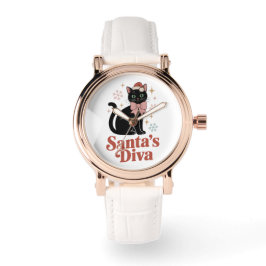 Santa’s Diva Cute Christmas Cat for Her Armbandsur