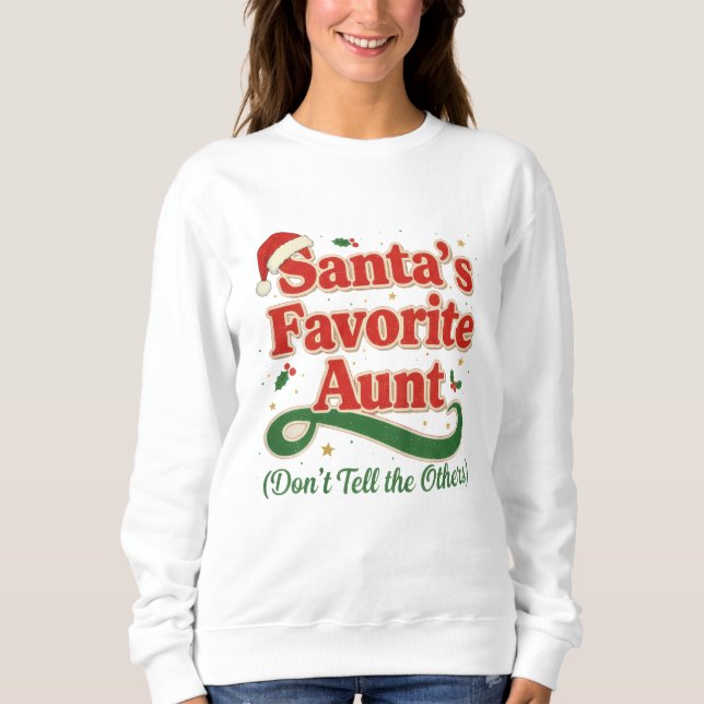 Santa’s Favorite Aunt Christmas Shirt – Funny  T (Framsida)