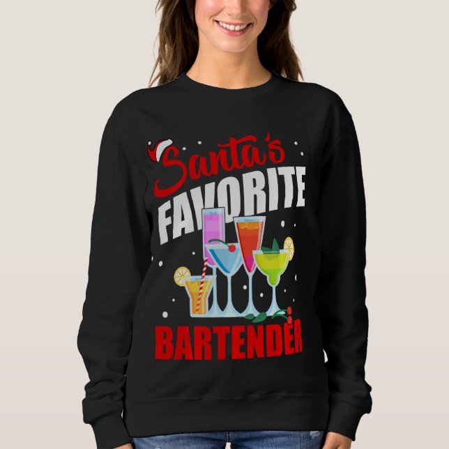 Santa S Favorite Bartender Finny Julafton jul T Shirt (Framsida)