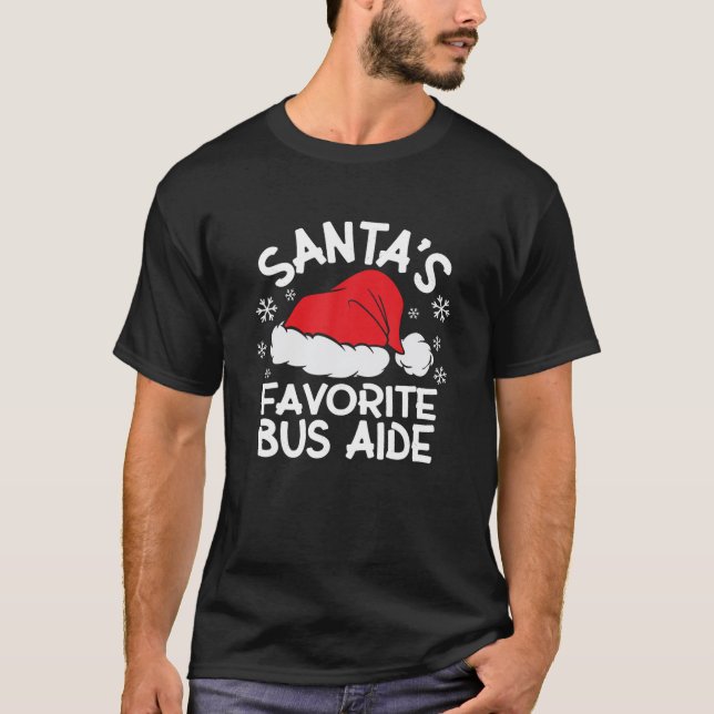 Santa s Favorite Buss Aide-design för julparet T Shirt (Framsida)