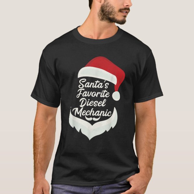 Santa s Favorite Diesel Mechanic julklapp X T Shirt (Framsida)