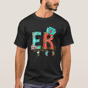 Santa s Favorite ER Nurse Julafton Light Santa Hat T Shirt