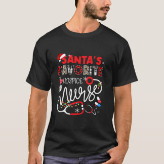 Santa s Favorite HOSPICE Nurse Julafton Ljus Leopa T Shirt