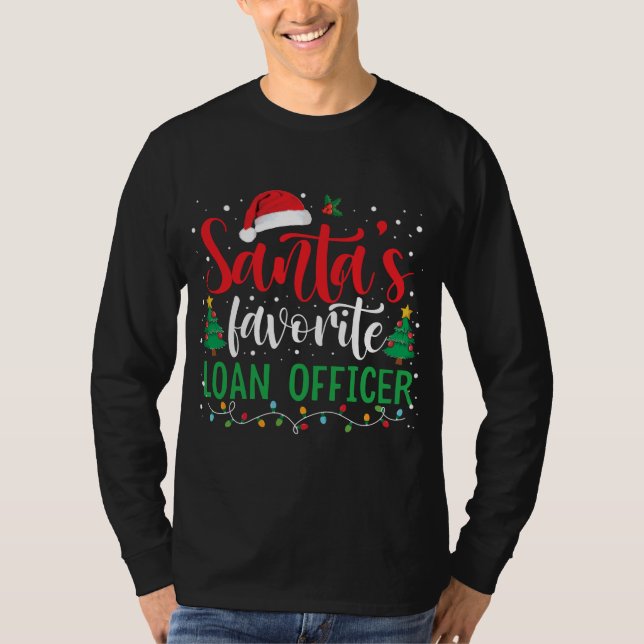 Santa_s Favorite Loan Officer Santa Hat T Shirt (Framsida)