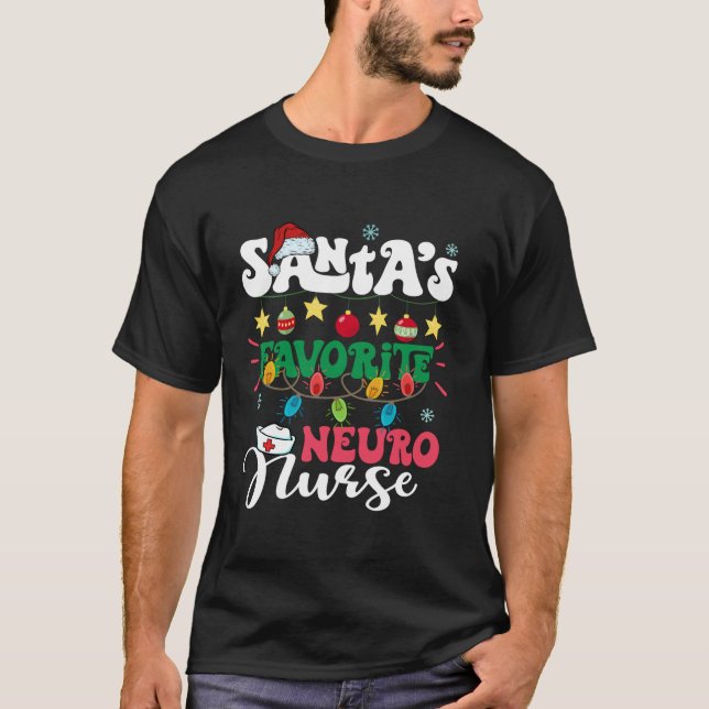 Santa s Favorite Neuro Nurse Santa Hat Julafton Li T Shirt (Framsida)