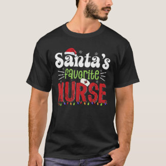 Santa s Favorite Nurse Julafton Light Santa Hat Kr T Shirt