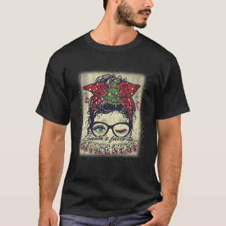 Santa s Favorite Office staff Messy Bun Julafton B T Shirt