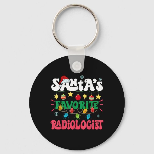 Santa S Favorite Radiologist Santa Hat Xmas Light  Nyckelring (Framsida)