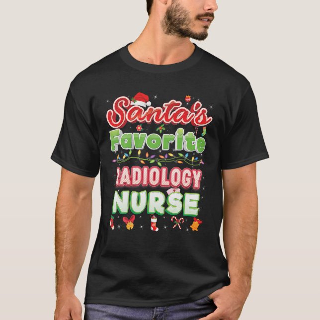 Santa s Favorite Radiology Nurse jultomten H T Shirt (Framsida)