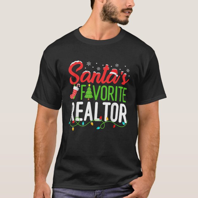 Santa s Favorite Realtor Christmas Real Estate Age T Shirt (Framsida)