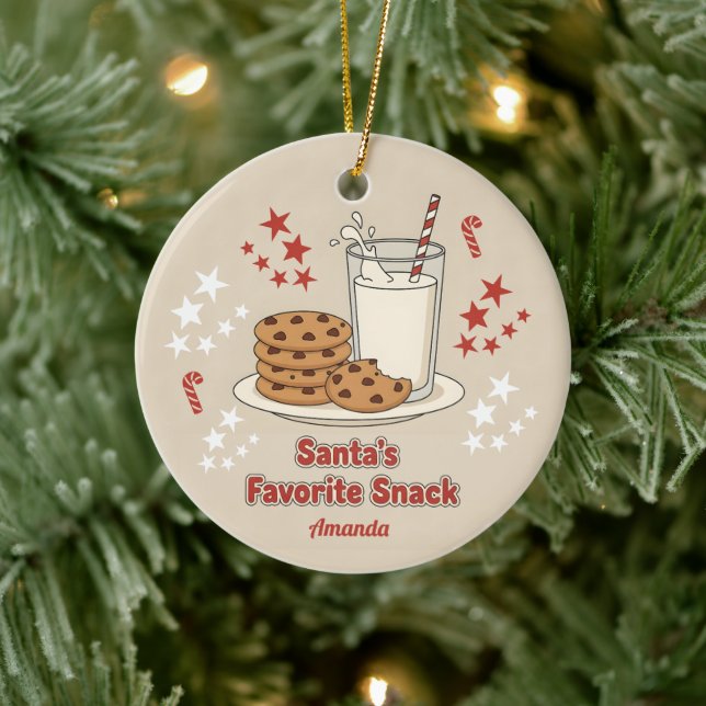 Santa’s Favorite Snack Funny Christmas Julgransprydnad Keramik (Träd)