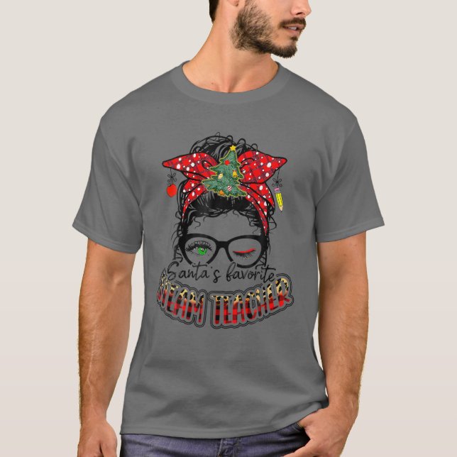 SANTA:s Favorite Steam Teacher Funny Julafton T Shirt (Framsida)