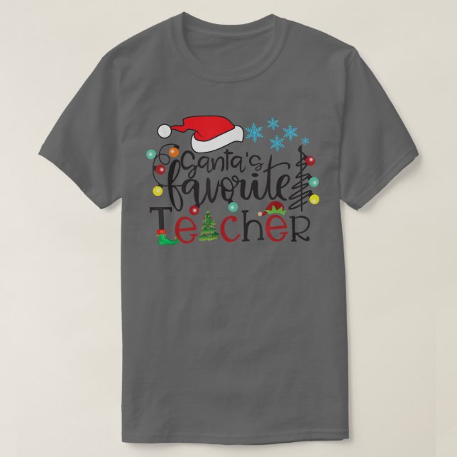Santa s Favorite Teacher Finny jultomten Lig T Shirt (Design framsida)