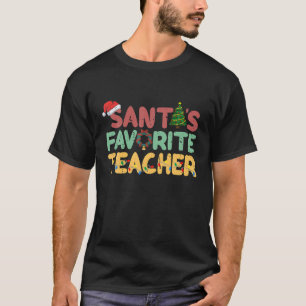 Santa s Favorite Teacher Santa Hat Julafton Träd L T Shirt