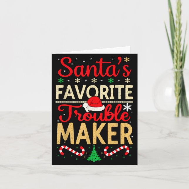 Santa’s Favorite Trouble Maker Funny Christmas  Kort (Framsida)